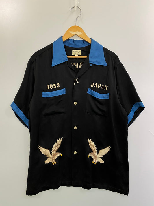 【中古品】【メンズ】 TAILOR TOYO 港商 S/S SUKA RAYON SHIRT ROARING TIGER TT37916 テーラー東洋 ショートスリーブ スカ レーヨンシャツ 半袖 トップス 145-251011-kk-29-min サイズ：中 カラー：ブラック 万代Net店