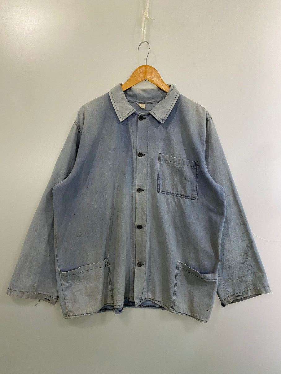 【現状渡し品】【メンズ】 EURO VINTAGE ヨーロッパ古着 WORK JACKET ワークジャケット ライトアウター 146-251030-kk-46-min サイズ：表記無し 下記参照 カラー：ライトブルー 万代Net店