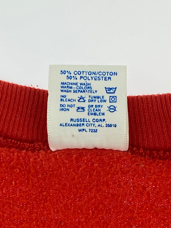 【中古品】【メンズ】 JERZEES ジャージーズ DON'T WORRY BE HAPPY スウェットシャツ トレーナー 146-260718-AS-52-min サイズ：S 34-36 カラー：レッド 万代Net店