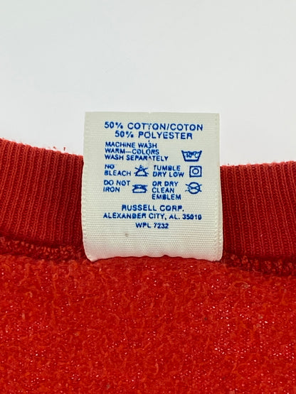 【中古品】【メンズ】 JERZEES ジャージーズ DON'T WORRY BE HAPPY スウェットシャツ トレーナー 146-260718-AS-52-min サイズ：S 34-36 カラー：レッド 万代Net店