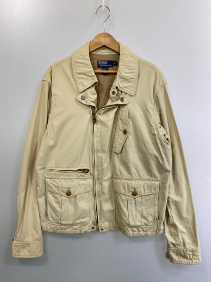 【中古品】【メンズ】 Polo by Ralph Lauren ポロバイラルフローレン COTTON RIDERES JACKET コットンライダースジャケット ライトアウター ブルゾン 146-251011-kk-28-min サイズ：L カラー：ベージュ 万代Net店