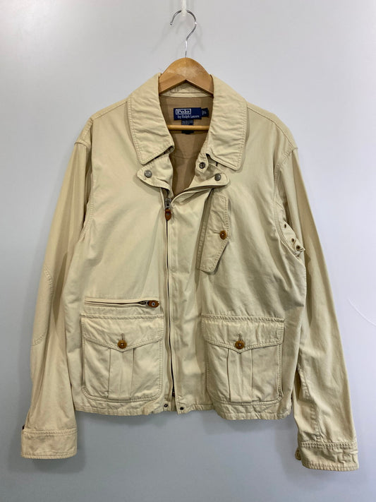 【中古品】【メンズ】 Polo by Ralph Lauren ポロバイラルフローレン COTTON RIDERES JACKET コットンライダースジャケット ライトアウター ブルゾン 146-251011-kk-28-min サイズ：L カラー：ベージュ 万代Net店