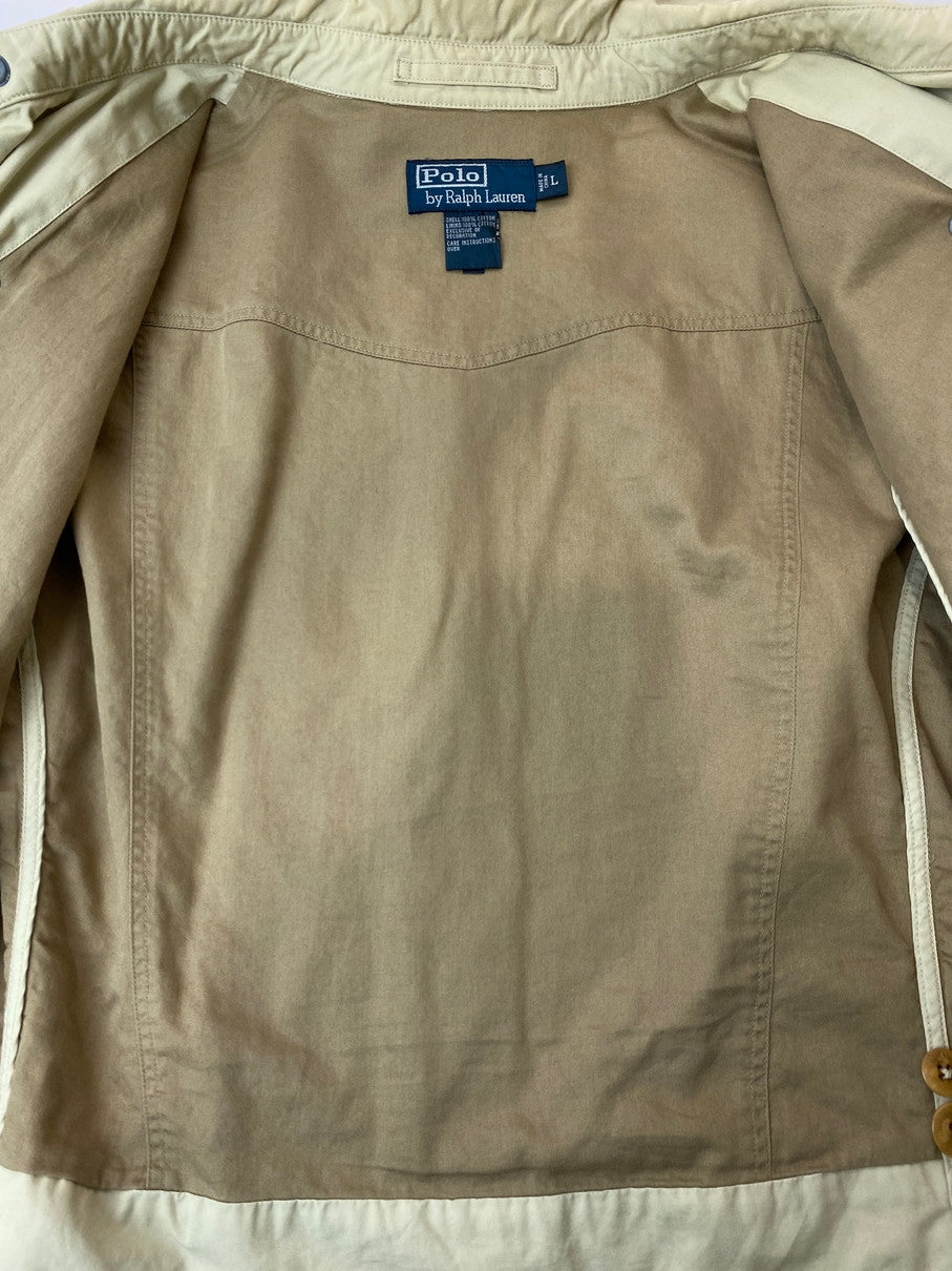 【中古品】【メンズ】 Polo by Ralph Lauren ポロバイラルフローレン COTTON RIDERES JACKET コットンライダースジャケット ライトアウター ブルゾン 146-251011-kk-28-min サイズ：L カラー：ベージュ 万代Net店