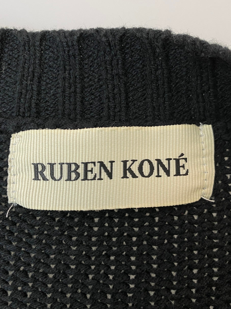 【中古品】【メンズ】 RUBEN KONE ルーベンコネ COTTON CARDIGAN コットンカーディガン トップス 141-251021-kk-67-min サイズ：XL カラー：ブラック 万代Net店