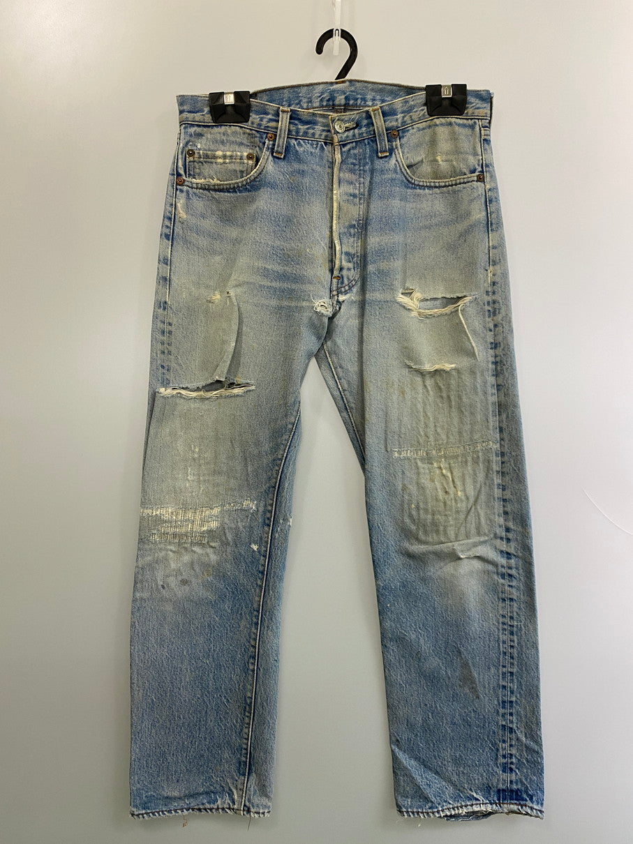 【現状渡し品】【メンズ】 Levi's リーバイス 80S 524刻印 501 スモールE デニムパンツ ボトムス 157-251023-jt-22-min サイズ：W34 L32 カラー：ライトインディゴ 万代Net店