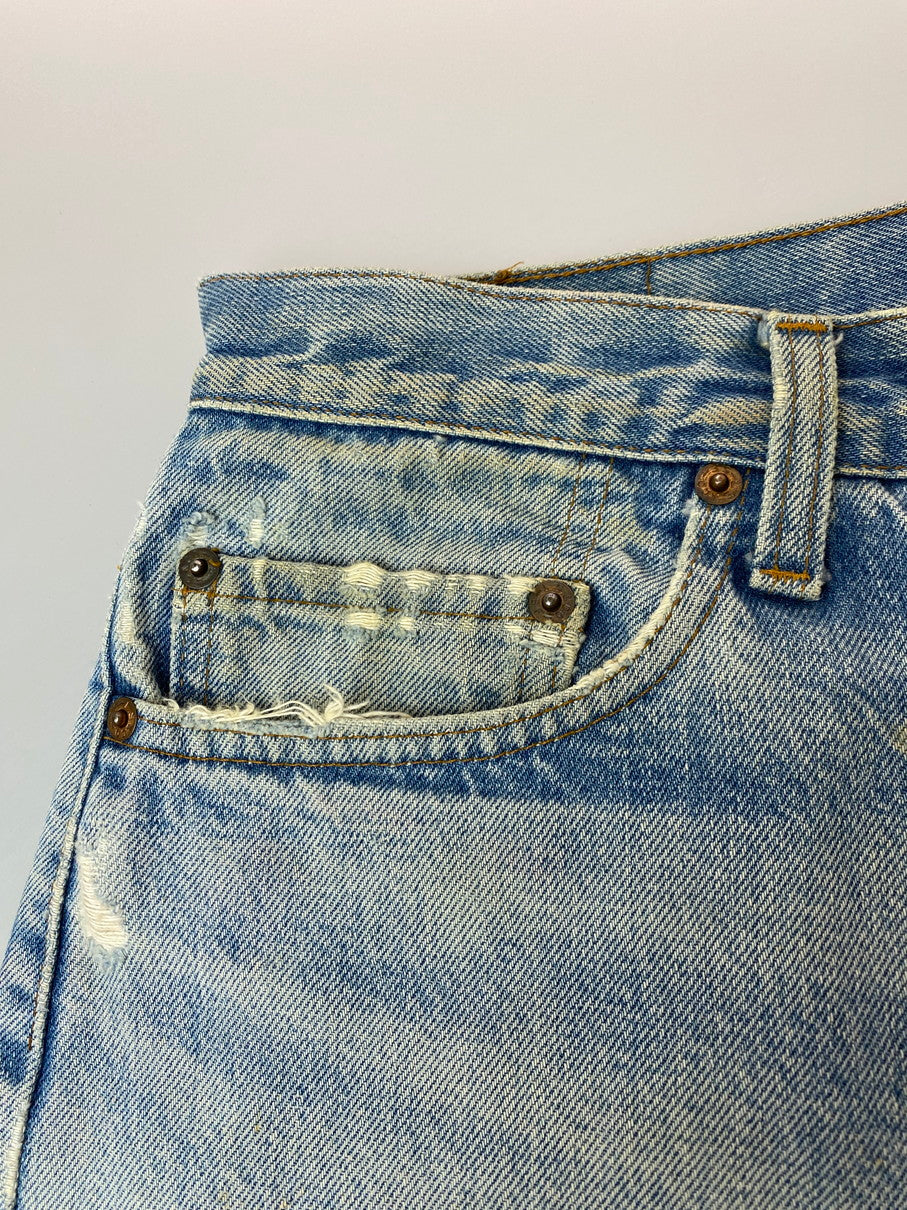 【現状渡し品】【メンズ】 Levi's リーバイス 80S 524刻印 501 スモールE デニムパンツ ボトムス 157-251023-jt-22-min サイズ：W34 L32 カラー：ライトインディゴ 万代Net店