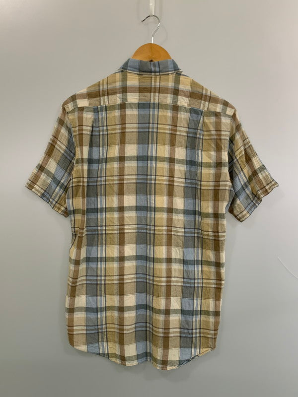 【中古品】【メンズ】 BURBERRY LONDON バーバリーロンドン CHECK S/S SHIRT チェックショートスリーブシャツ 半袖シャツ トップス 141-260623-yn-33-min サイズ：M カラー：ベージュ系/ライトブルー等 万代Net店