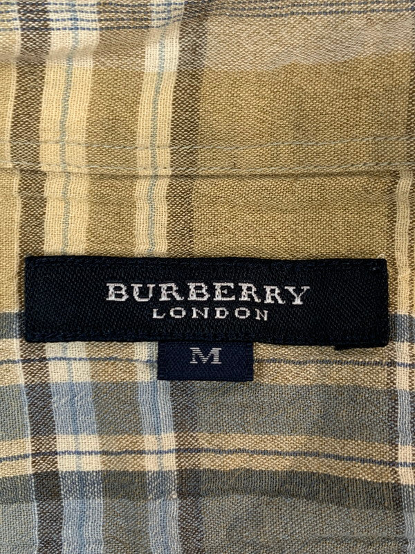 【中古品】【メンズ】 BURBERRY LONDON バーバリーロンドン CHECK S/S SHIRT チェックショートスリーブシャツ 半袖シャツ トップス 141-260623-yn-33-min サイズ：M カラー：ベージュ系/ライトブルー等 万代Net店