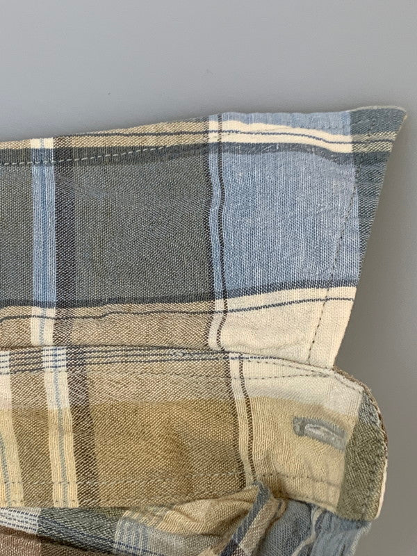 【中古品】【メンズ】 BURBERRY LONDON バーバリーロンドン CHECK S/S SHIRT チェックショートスリーブシャツ 半袖シャツ トップス 141-260623-yn-33-min サイズ：M カラー：ベージュ系/ライトブルー等 万代Net店