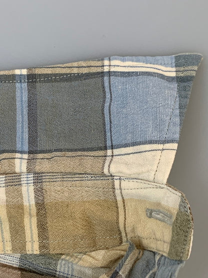 【中古品】【メンズ】 BURBERRY LONDON バーバリーロンドン CHECK S/S SHIRT チェックショートスリーブシャツ 半袖シャツ トップス 141-260623-yn-33-min サイズ：M カラー：ベージュ系/ライトブルー等 万代Net店