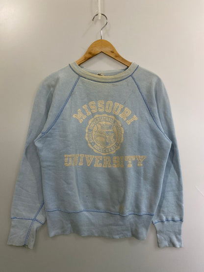 【現状渡し品】【メンズ】 Champion チャンピオン 60's MISSOURI UNIVERSITY SWEATSHIRT 60年代 ラグランスリーブスウェットシャツ トレーナー 大文字ランタグ前期 3段フロッキー トップス 146-251022-yn-06-min サイズ：M カラー：ライトブルー 万代Net店