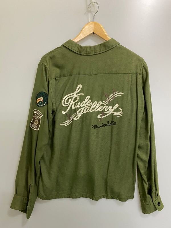 【現状渡し品】【メンズ】 RUDE GALLERY ルードギャラリー RAYON SHIRT レーヨン シャツ メンズ 長袖 142-260630-hu-29-min サイズ：2 カラー：グリーン系 万代Net店