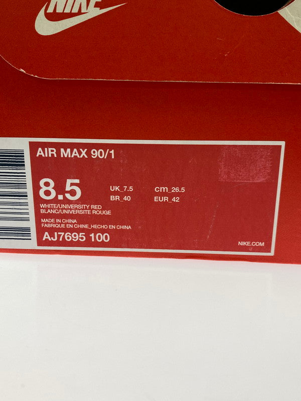 【未使用品】【メンズ】 NIKE ナイキ AIR MAX 90/1 AJ7695-100 エアマックス 90/1 スニーカー 靴 160-251016-kk-02-min カラー：WHITE/UNIVERSITY RED 万代Net店
