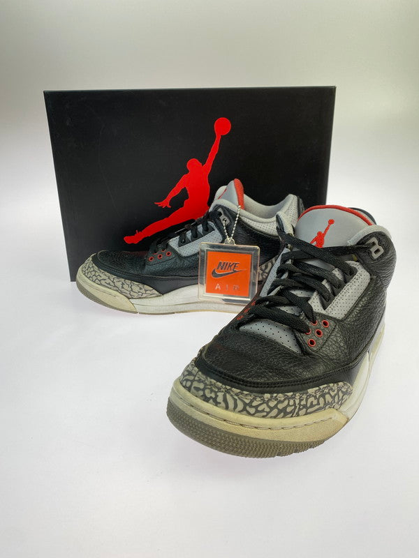 【中古品】【メンズ】 NIKE ナイキ AIR JORDAN 3 RETRO OG BLACK CEMENT(2018) 854262-001 エアジョーダン 3 レトロ オリジナル ブラックセメント スニーカー 靴 160-251016-kk-01-min カラー：BLACK/FIRE RED-CEMENT GREY 万代Net店