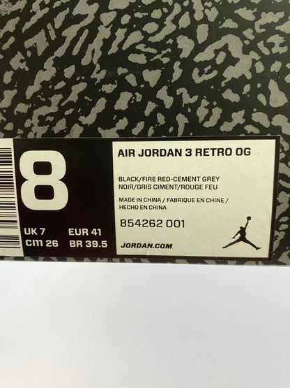 【中古品】【メンズ】 NIKE ナイキ AIR JORDAN 3 RETRO OG BLACK CEMENT(2018) 854262-001 エアジョーダン 3 レトロ オリジナル ブラックセメント スニーカー 靴 160-251016-kk-01-min カラー：BLACK/FIRE RED-CEMENT GREY 万代Net店