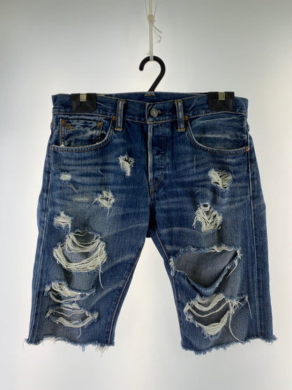 【現状渡し品】【メンズ】 RALPH LAUREN ラルフローレン DAMAGE DENIM SHORTS ダメージ デニム ショートパンツ デニムパンツ ボトムス 158-260410-jt-24-min サイズ：W30 カラー：インディゴ 万代Net店