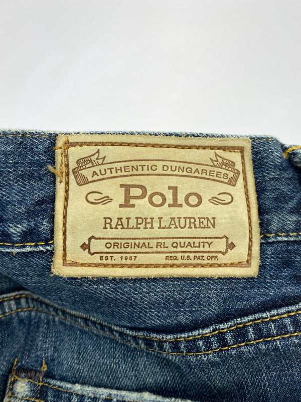 【現状渡し品】【メンズ】 RALPH LAUREN ラルフローレン DAMAGE DENIM SHORTS ダメージ デニム ショートパンツ デニムパンツ ボトムス 158-260410-jt-24-min サイズ：W30 カラー：インディゴ 万代Net店