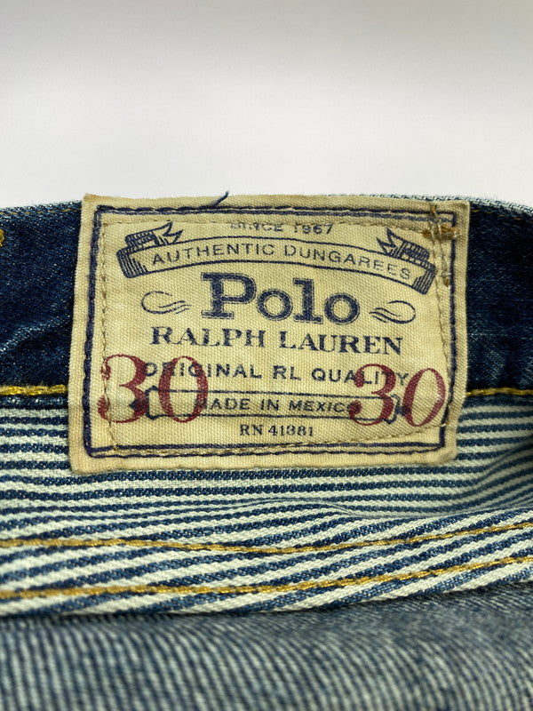 【現状渡し品】【メンズ】 RALPH LAUREN ラルフローレン DAMAGE DENIM SHORTS ダメージ デニム ショートパンツ デニムパンツ ボトムス 158-260410-jt-24-min サイズ：W30 カラー：インディゴ 万代Net店