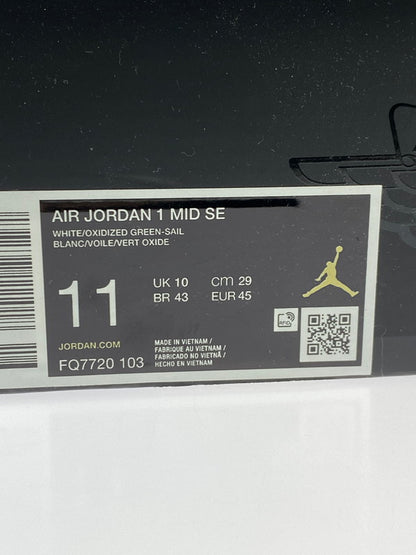 【未使用品】【メンズ】 NIKE ナイキ AIR JORDAN 1 MID SE FQ7720-103 エアジョーダン 1 ミッド シーズナルエディション スニーカー 靴 160-251021-kk-26-min カラー：WHITE/OXIDIZED GREEN-SAIL 万代Net店