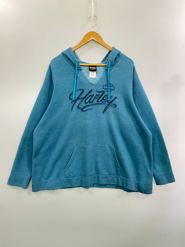 【現状渡し品】【メンズ】 HARLEY-DAVIDSON ハーレーダビッドソン LOGO HOODIE ロゴ フーディー パーカー トップス 146-260715-yn-24-min サイズ：表記なし 下記参照 カラー：ブルーグリーン 万代Net店