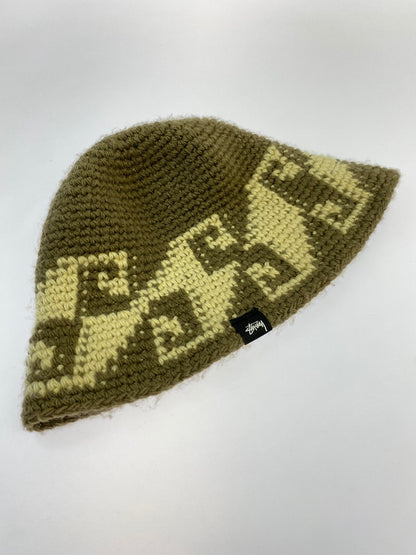 【中古品】【メンズ/レディース】 STUSSY ステューシー WAVES KNIT BUCKET 1321057 ウェーブス ニット バケット 帽子 185-251023-jt-05-min カラー：ブラウン 万代Net店