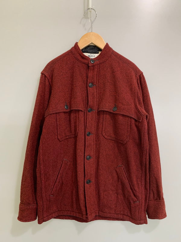 【中古品】【メンズ】 WOOLRICH ウールリッチ 70'S ノーカラーマッキーノジャケット ウール 防寒 メンズジャケット メンズアウター 146-260403-KS-09-min サイズ：M カラー：レッド系 万代Net店