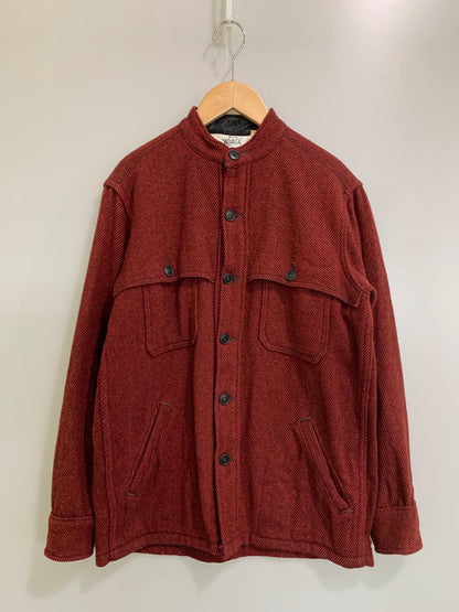 【中古品】【メンズ】 WOOLRICH ウールリッチ 70'S ノーカラーマッキーノジャケット ウール 防寒 メンズジャケット メンズアウター 146-260403-KS-09-min サイズ：M カラー：レッド系 万代Net店