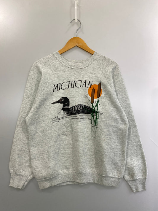 【現状渡し品】【メンズ】 FRUIT OF THE LOOM フルーツオブザルーム 90's MICHIGAN SWEATSHIRT 90年代 スウェットシャツ トレーナー トップス 146-260715-yn-15-min カラー：ライトグレー 万代Net店