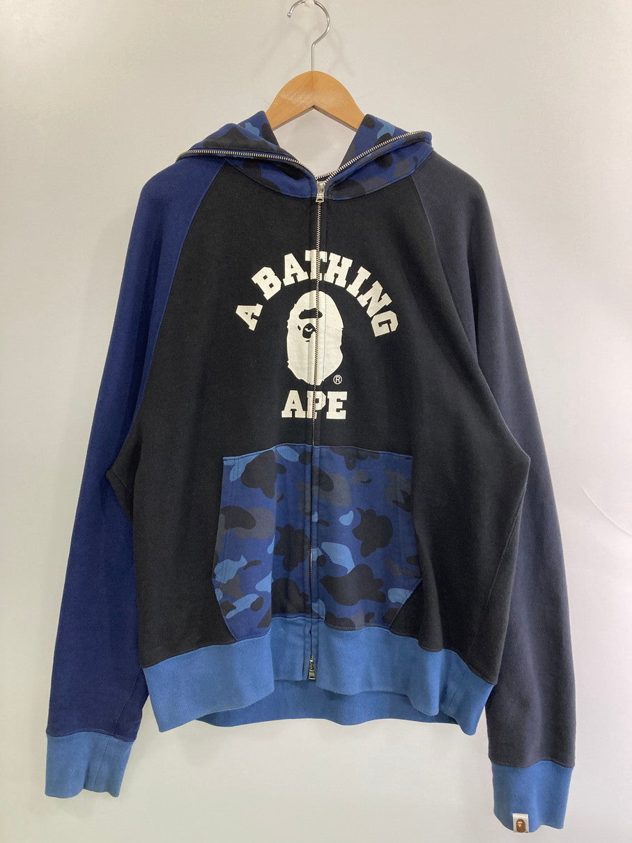 【中古品】【メンズ】 A BATHING APE ア ベイシング エイプ NAVY CAMO RELAXED FIT FULL ZIP HOODIE 001ZPI801008M フル ジップ フーディー カモ メンズ トップス パーカー 142-251024-em-34-min サイズ：L カラー：ネイビー/ブルー 万代Net店