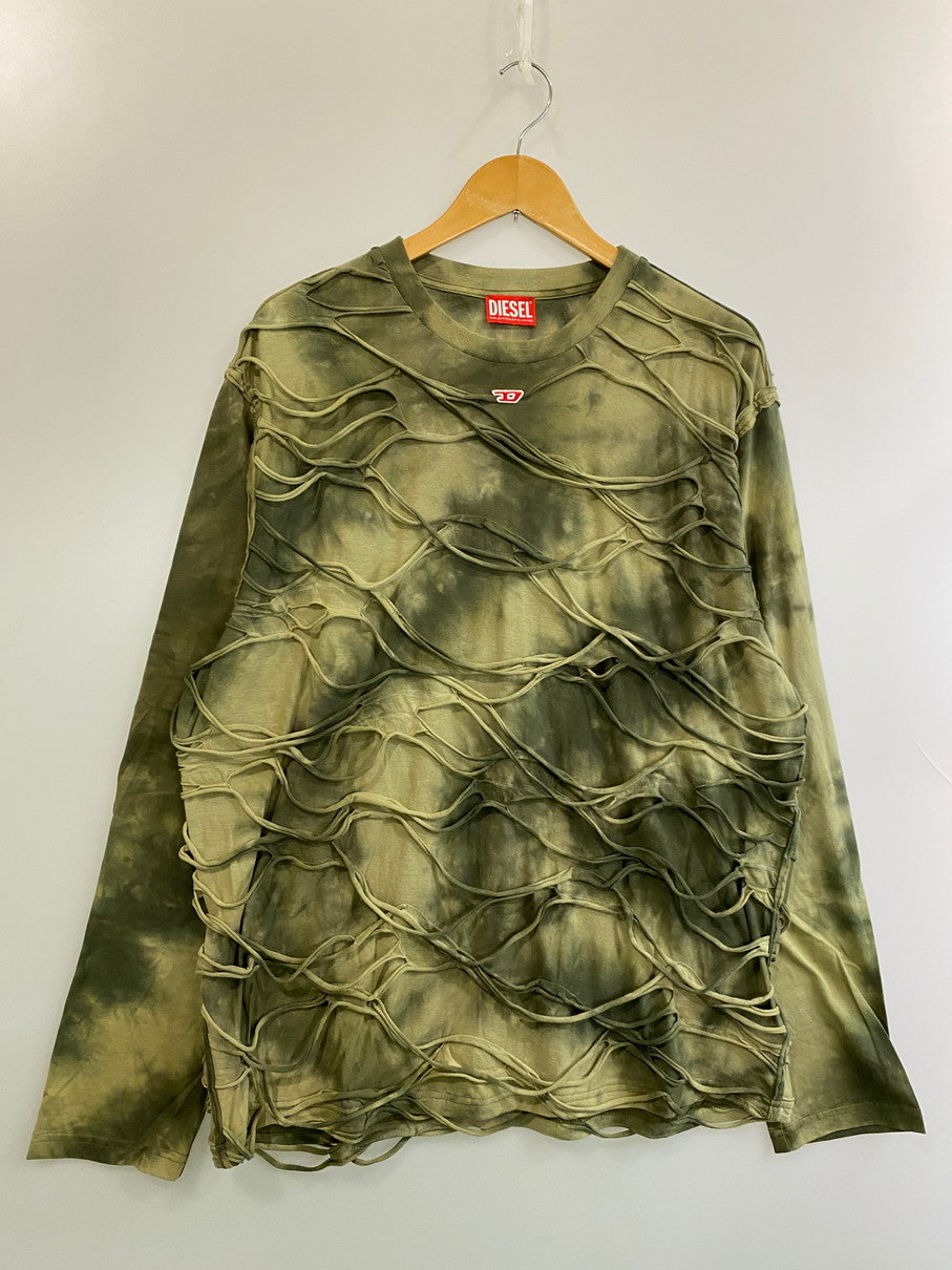 【中古美品】【メンズ】 DIESEL ディーゼル OANAY T-CRANET-LS クルーネック 長袖 シャツ メンズ トップス コットン ジャージ 141-251019-em-37-min サイズ：L カラー：グリーン 万代Net店