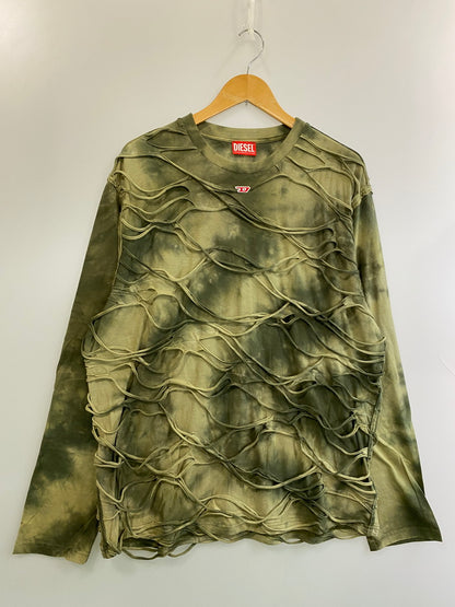 【中古美品】【メンズ】 DIESEL ディーゼル OANAY T-CRANET-LS クルーネック 長袖 シャツ メンズ トップス コットン ジャージ 141-251019-em-37-min サイズ：L カラー：グリーン 万代Net店