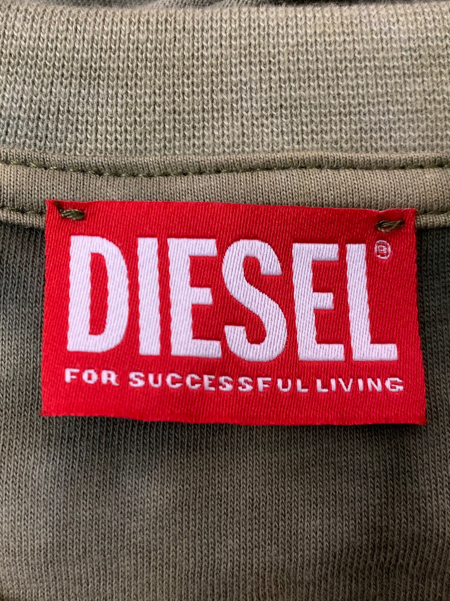 【中古美品】【メンズ】 DIESEL ディーゼル OANAY T-CRANET-LS クルーネック 長袖 シャツ メンズ トップス コットン ジャージ 141-251019-em-37-min サイズ：L カラー：グリーン 万代Net店