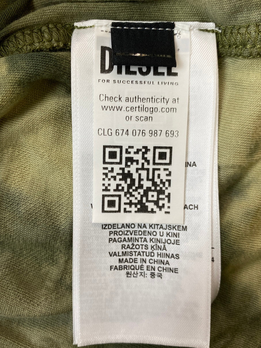 【中古美品】【メンズ】 DIESEL ディーゼル OANAY T-CRANET-LS クルーネック 長袖 シャツ メンズ トップス コットン ジャージ 141-251019-em-37-min サイズ：L カラー：グリーン 万代Net店