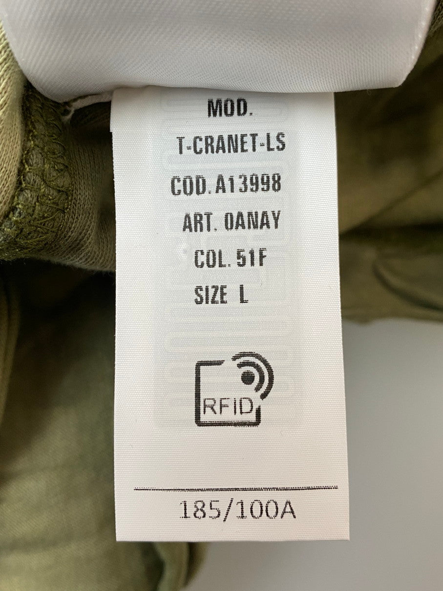 【中古美品】【メンズ】 DIESEL ディーゼル OANAY T-CRANET-LS クルーネック 長袖 シャツ メンズ トップス コットン ジャージ 141-251019-em-37-min サイズ：L カラー：グリーン 万代Net店