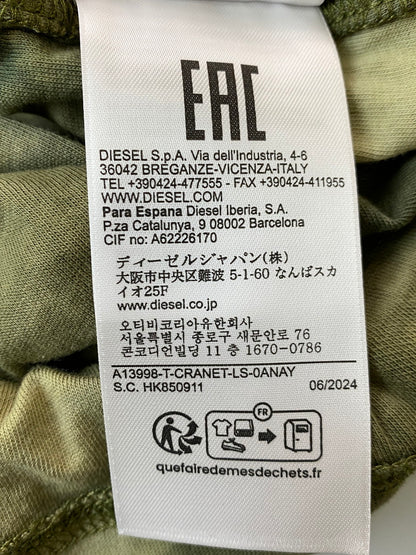 【中古美品】【メンズ】 DIESEL ディーゼル OANAY T-CRANET-LS クルーネック 長袖 シャツ メンズ トップス コットン ジャージ 141-251019-em-37-min サイズ：L カラー：グリーン 万代Net店