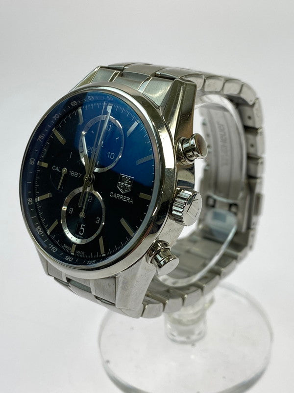 【中古品】【メンズ】 TAG HEUER タグホイヤー CAR2110.BA0724 カレラ 1887 クロノグラフ ブラック 腕時計 195-251026-ks-37-min カラー：シルバー/ブラック 万代Net店