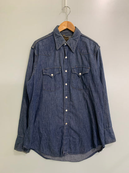 【現状渡し品】【メンズ】 ROEBUCKS ローバックス 60-70's L/S DENIM WESTERN SHIRT VINTAGE 60-70年代 ロングスリーブ デニム ウエスタンシャツ 長袖 トップス ヴィンテージ 146-251030-kk-26-min サイズ：L カラー：ライトインディゴ 万代Net店
