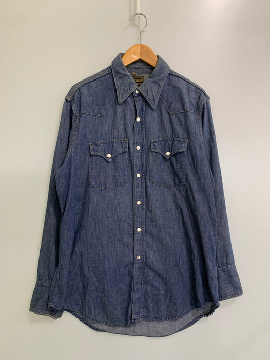 【現状渡し品】【メンズ】 ROEBUCKS ローバックス 60-70's L/S DENIM WESTERN SHIRT VINTAGE 60-70年代 ロングスリーブ デニム ウエスタンシャツ 長袖 トップス ヴィンテージ 146-251030-kk-26-min サイズ：L カラー：ライトインディゴ 万代Net店