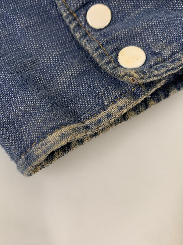 【現状渡し品】【メンズ】 ROEBUCKS ローバックス 60-70's L/S DENIM WESTERN SHIRT VINTAGE 60-70年代 ロングスリーブ デニム ウエスタンシャツ 長袖 トップス ヴィンテージ 146-251030-kk-26-min サイズ：L カラー：ライトインディゴ 万代Net店