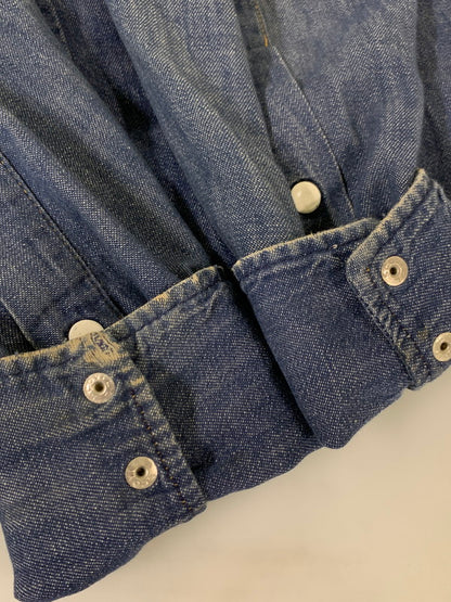 【現状渡し品】【メンズ】 ROEBUCKS ローバックス 60-70's L/S DENIM WESTERN SHIRT VINTAGE 60-70年代 ロングスリーブ デニム ウエスタンシャツ 長袖 トップス ヴィンテージ 146-251030-kk-26-min サイズ：L カラー：ライトインディゴ 万代Net店