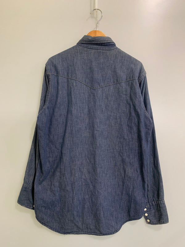 【現状渡し品】【メンズ】 ROEBUCKS ローバックス 60-70's L/S DENIM WESTERN SHIRT VINTAGE 60-70年代 ロングスリーブ デニム ウエスタンシャツ 長袖 トップス ヴィンテージ 146-251030-kk-26-min サイズ：L カラー：ライトインディゴ 万代Net店