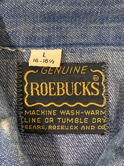 【現状渡し品】【メンズ】 ROEBUCKS ローバックス 60-70's L/S DENIM WESTERN SHIRT VINTAGE 60-70年代 ロングスリーブ デニム ウエスタンシャツ 長袖 トップス ヴィンテージ 146-251030-kk-26-min サイズ：L カラー：ライトインディゴ 万代Net店