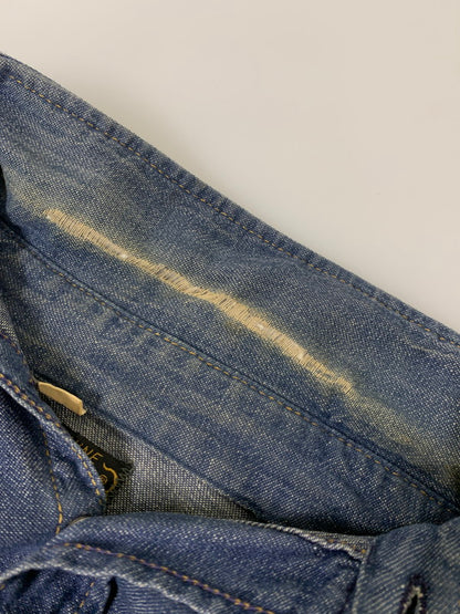 【現状渡し品】【メンズ】 ROEBUCKS ローバックス 60-70's L/S DENIM WESTERN SHIRT VINTAGE 60-70年代 ロングスリーブ デニム ウエスタンシャツ 長袖 トップス ヴィンテージ 146-251030-kk-26-min サイズ：L カラー：ライトインディゴ 万代Net店