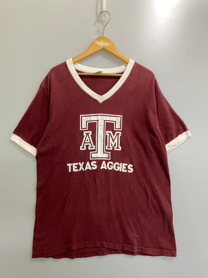 【現状渡し品】【メンズ】 STEDMAN ステッドマン 80S TEXAS AGGIES TEE 80年代 テキサス アギーズ Tシャツ メンズ トップス 半袖 ヴィンテージ 146-260720-em-29-min サイズ：Ｌ（42-44） カラー：ワインレッド 万代Net店