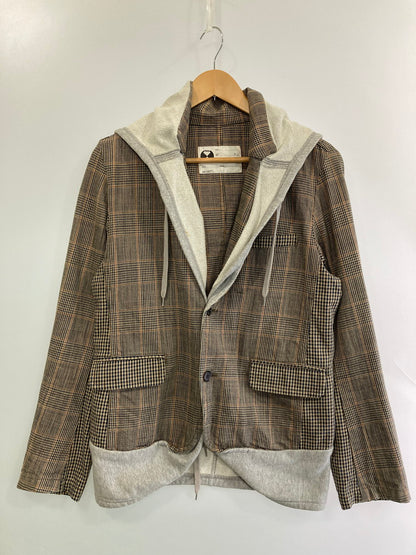 【現状渡し品】【メンズ】 FINAL HOME ファイナルホーム 06AW HYBRID HOODED BLAZER ハイブリッド フーディー ブレザー メンズ アウター 140-251024-em-22-min サイズ：F カラー：ブラウン系（チェック柄） 万代Net店