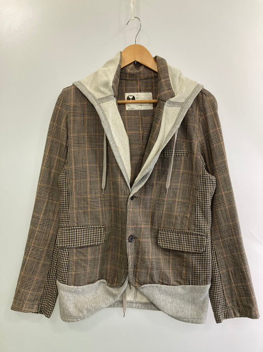 【現状渡し品】【メンズ】 FINAL HOME ファイナルホーム 06AW HYBRID HOODED BLAZER ハイブリッド フーディー ブレザー メンズ アウター 140-251024-em-22-min サイズ：F カラー：ブラウン系（チェック柄） 万代Net店