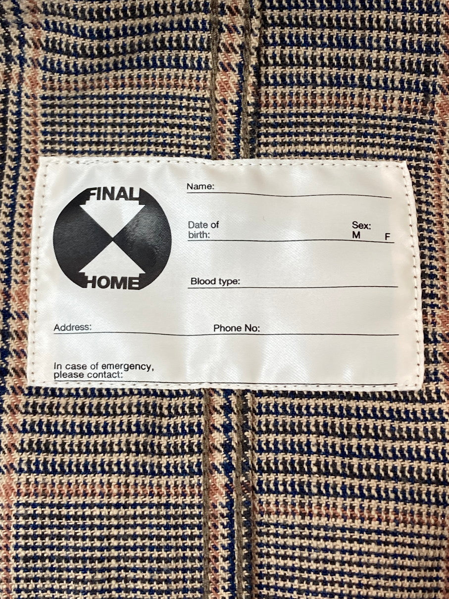 【現状渡し品】【メンズ】 FINAL HOME ファイナルホーム 06AW HYBRID HOODED BLAZER ハイブリッド フーディー ブレザー メンズ アウター 140-251024-em-22-min サイズ：F カラー：ブラウン系（チェック柄） 万代Net店