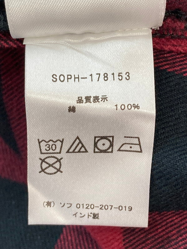 【中古品】【メンズ】 SOPHNET. ソフネット SOPH-178153 17AW TIMBERLAND FLANNEL CHECK PANEL SIDE ZIP SHIRT サイドジップシャツ トップス 142-251112-ks-52-min サイズ：M カラー：レッド系 万代Net店