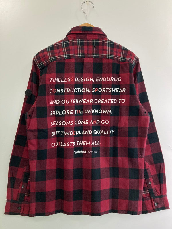 【中古品】【メンズ】 SOPHNET. ソフネット SOPH-178153 17AW TIMBERLAND FLANNEL CHECK PANEL SIDE ZIP SHIRT サイドジップシャツ トップス 142-251112-ks-52-min サイズ：M カラー：レッド系 万代Net店