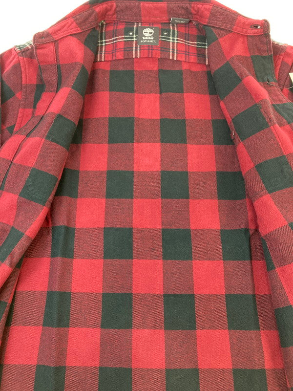 【中古品】【メンズ】 SOPHNET. ソフネット SOPH-178153 17AW TIMBERLAND FLANNEL CHECK PANEL SIDE ZIP SHIRT サイドジップシャツ トップス 142-251112-ks-52-min サイズ：M カラー：レッド系 万代Net店